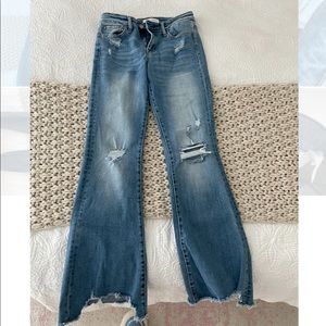 Flying Monkey Distressed Bootcut Jeans